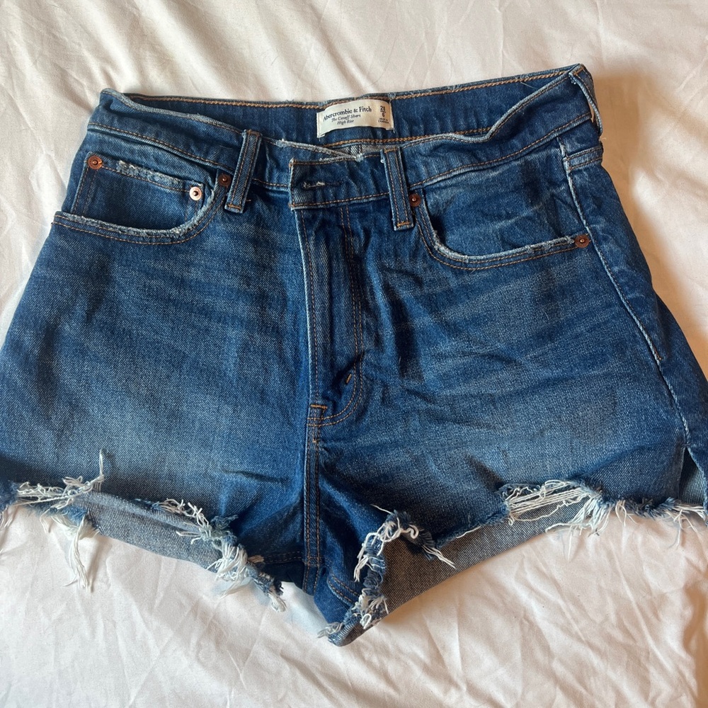 Abercrombie & Fitch Blue Jean Shorts High-Waisted Distressed